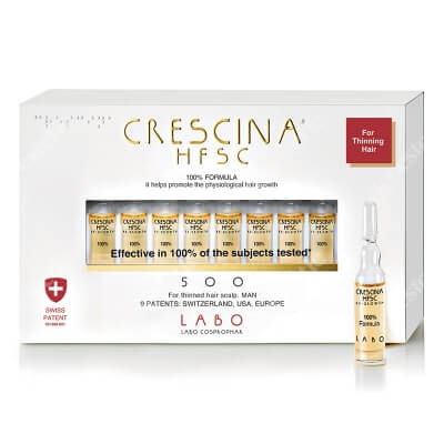 Crescina HFSC 100% Re-Growth 500 For Men Panaceum na rzednące włosy dla mężczyzn 20 x 3,5 ml