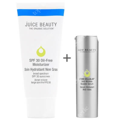 Juice Beauty Oil Free Moisturizer SPF 30 + Anti Wrinkle Booster Serum ZESTAW Krem nawilżający z filtrem 60 ml + Serum przeciwzmarszczkowe 30 ml