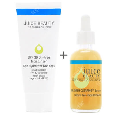 Juice Beauty Oil Free Moisturizer SPF 30 + Blemish Clearing Serum ZESTAW Krem nawilżający z filtrem 60 ml + Serum do twarzy 60 ml
