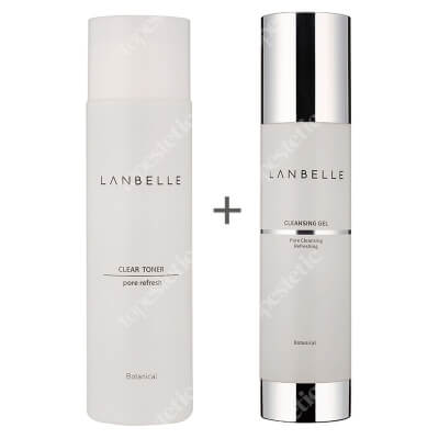 Lanbelle Clear Toner + Cleansing Gel ZESTAW Tonik do twarzy 200 ml + Żel do mycia, odświeżający skórę 180 ml