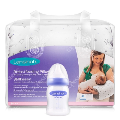 Lansinoh Breastfeeding Pillow + Feeding Bottle ZESTAW Poduszka do karmienia + Butelka ze smoczkiem Natural Wave 160 ml