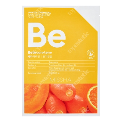 Missha Phytochemical Skin Supplement Sheet Mask (Betacarotene) Maseczka w pomarańczowej płachcie 1 szt
