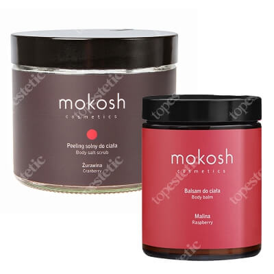 Mokosh Raspberry and Cranberry Body Care ZESTAW Balsam do ciała malina 180 ml + Peeling solny do ciała żurawina 300 g