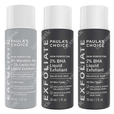 Paulas Choice Skin Perfecting Set ZESTAW Płyn złuszczający z 2% kwasem salicylowym 30 ml x 2 + Płyn złuszczający z 6% kwasem migdałowym + 2% kwasem mlekowym 30 ml