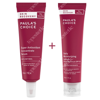 Paulas Choice Skin Recovery Daily Moisturizing Lotion SPF 30 + Skin Recovery Super Antioxidant Serum ZESTAW Krem nawilżający z filtrem 60 ml + Serum z retinolem 30 ml
