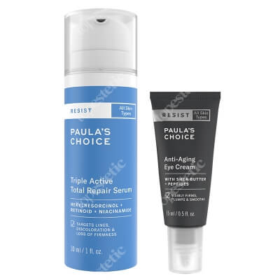 Paulas Choice Triple Active Total Repair Serum + Resist Anti Aging Eye Cream ZESTAW Potrójnie aktywne serum naprawcze 30 ml + Przeciwzmarszczkowy krem pod oczy 15 ml