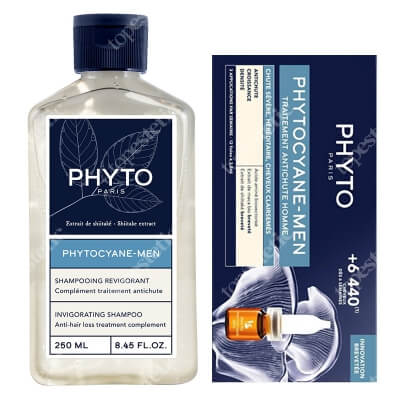 Phyto Phytocyane Men  ZESTAW Rewitalizujący szampon 250 ml + Kuracja przeciw wypadaniu włosów 12x 5 ml