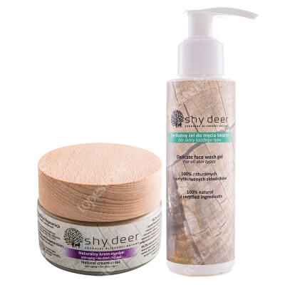 Shy Deer Delicate Face Wash Gel + Natural Cream Mask Anti Aging ZESTAW Delikatny żel do mycia twarzy 100 ml + Naturalny krem maska przeciwstarzeniowy 50 ml