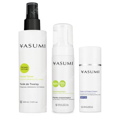 Yasumi Cream SPF30 + Cleansing Foam + Facial Toner ZESTAW Krem ochronny z filtrem SPF30 100 ml + Pianka do demakijażu 150 ml + Tonik do twarzy 200 ml