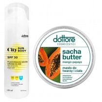 Dottore City Sun Body SPF 30 + Sacha Butter Mango - Papaya ZESTAW Przeciwsłoneczne mleczko do ciała 150 ml + Masło do twarzy i ciała 50 ml