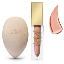 Lami Cosmetics Makeup Blender Sponge + Liquid Lipstick ZESTAW Gąbka do makijażu z proszku kwiatowego 1 szt. + Pomadka kolor - Dirty Rouge (07) 5 g